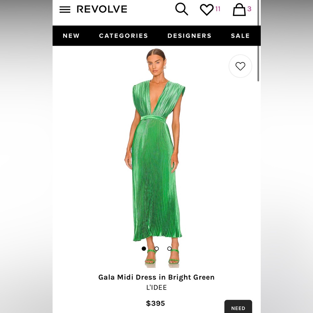 L'IDEE Gala Midi Dress in Bright Green
